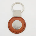 Brown Leather Metal Keychain